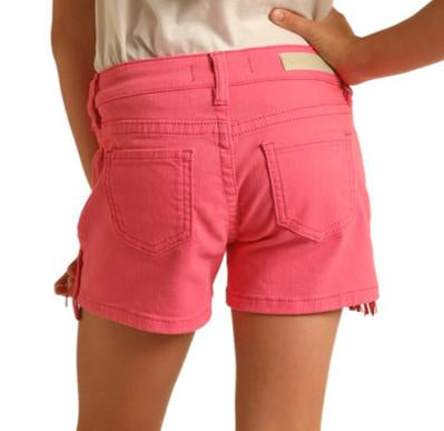 GIRLS ROCK & ROLL PINK FRINGE SHORTS