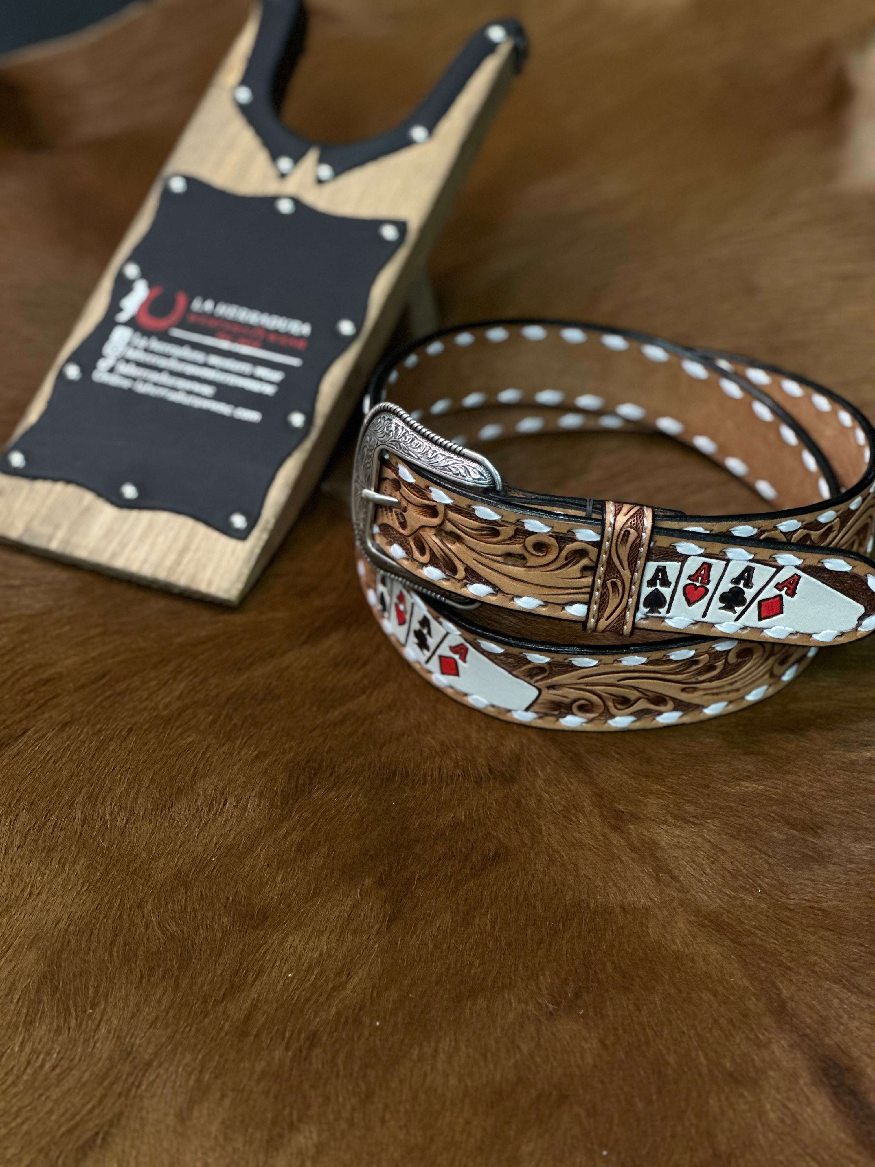 3D MENS WESTERN CINTO CUERO CARTAS BELT D10016848 Laherradurawwnc.com