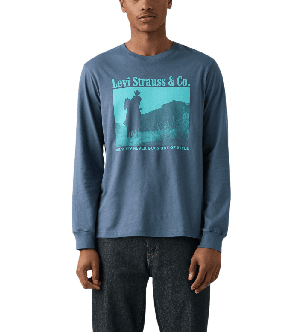 LEVI'S MENS LONG SLEEVE T-SHIRT BLUE 161390285 Laherradurawwnc.com