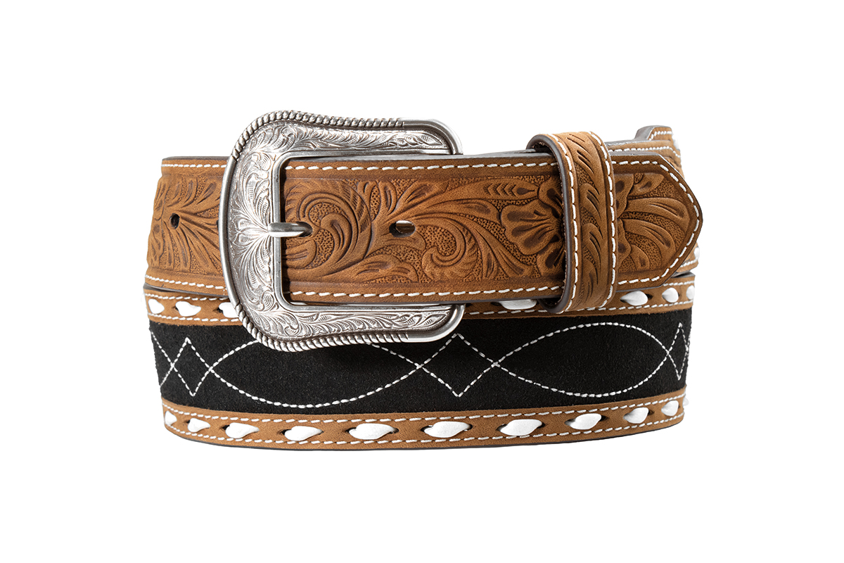 3D MENS WESTERN BLACK AND BROWN BELT - D1000207107