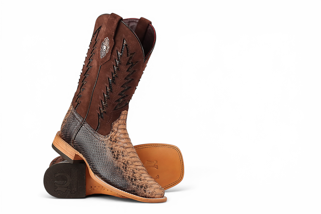 LA HERRADURA LH010 MEN’S BOOTS EXOTIC-RANCHERA PYTHON ANTIQUE TWO TONE SQ TOE EE