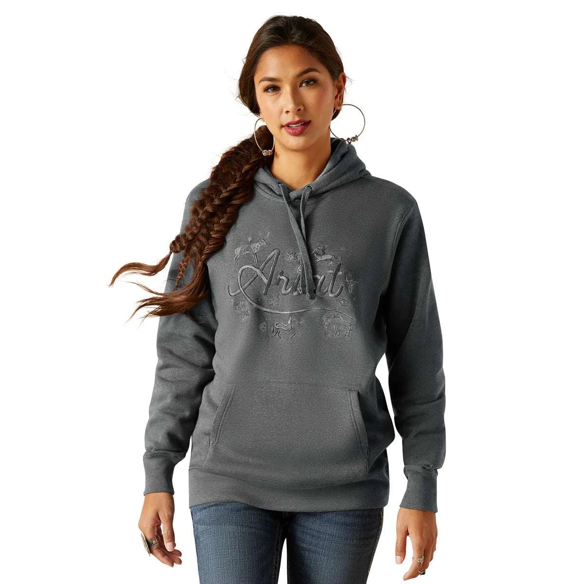 ARIAT STORIES HOOD CHARCOAL HEATHER- 10047214 Laherradurawwnc.com