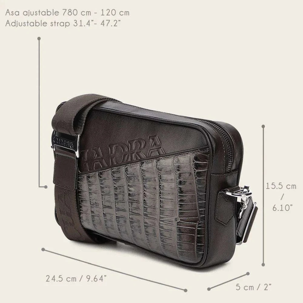 BOLSA CUADRA MENS ALLIGATOR CERDENA CAFE LASER ZIP DU729 Laherradurawwnc.com