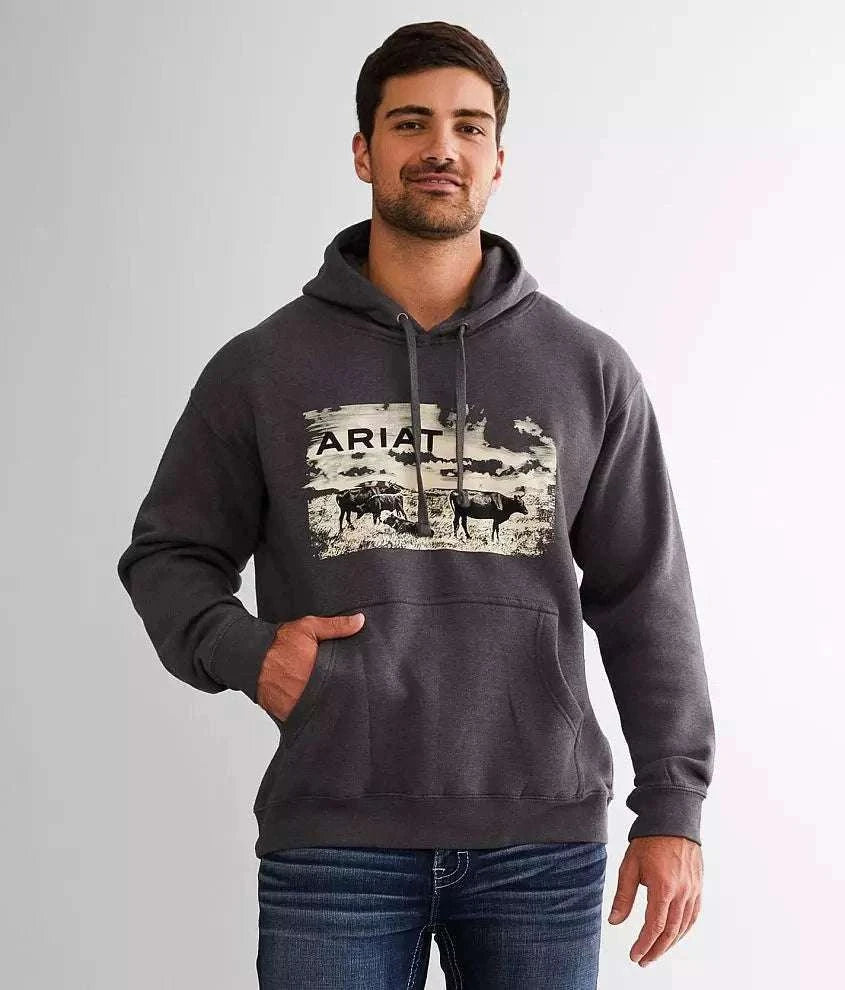 ARIAT MAN HOODIE PASTURES SWTSHRT CHARCOAL HEATHER 10041728 Laherradurawwnc.com