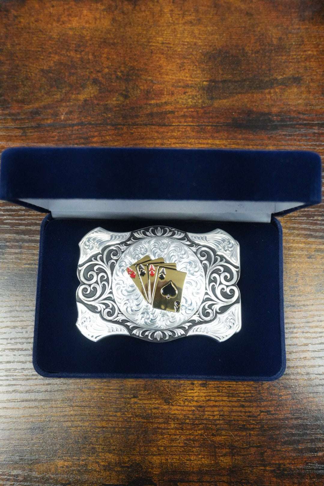 MONTANA SILVERSMITH SILVER WESTERN BELT BUCKLE FOUR ACES Laherradurawwnc.com