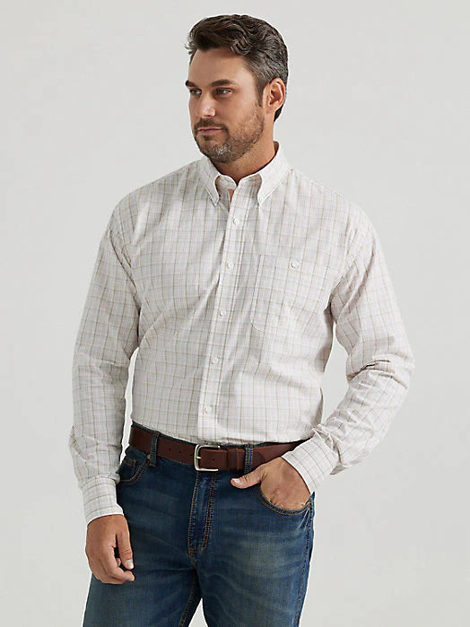 WRANGLER SHIRT RELAXED FIT WHITE/GREEN LONG SLEEVE 4868