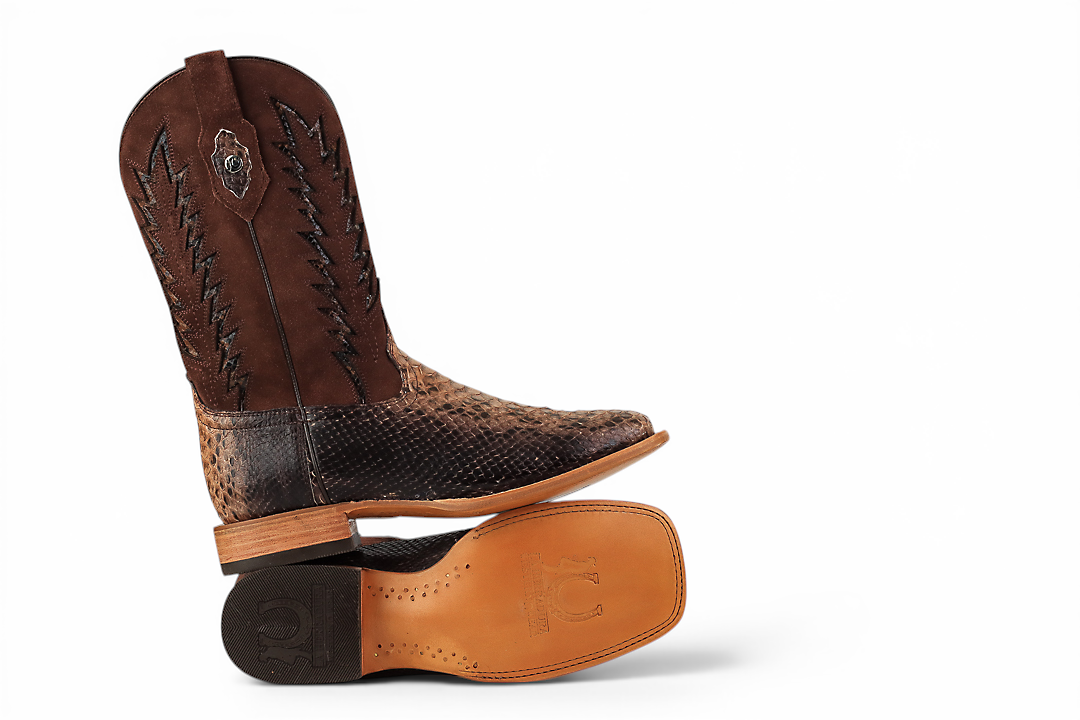 LA HERRADURA LH010 MEN’S BOOTS EXOTIC-RANCHERA PYTHON ANTIQUE TWO TONE SQ TOE EE
