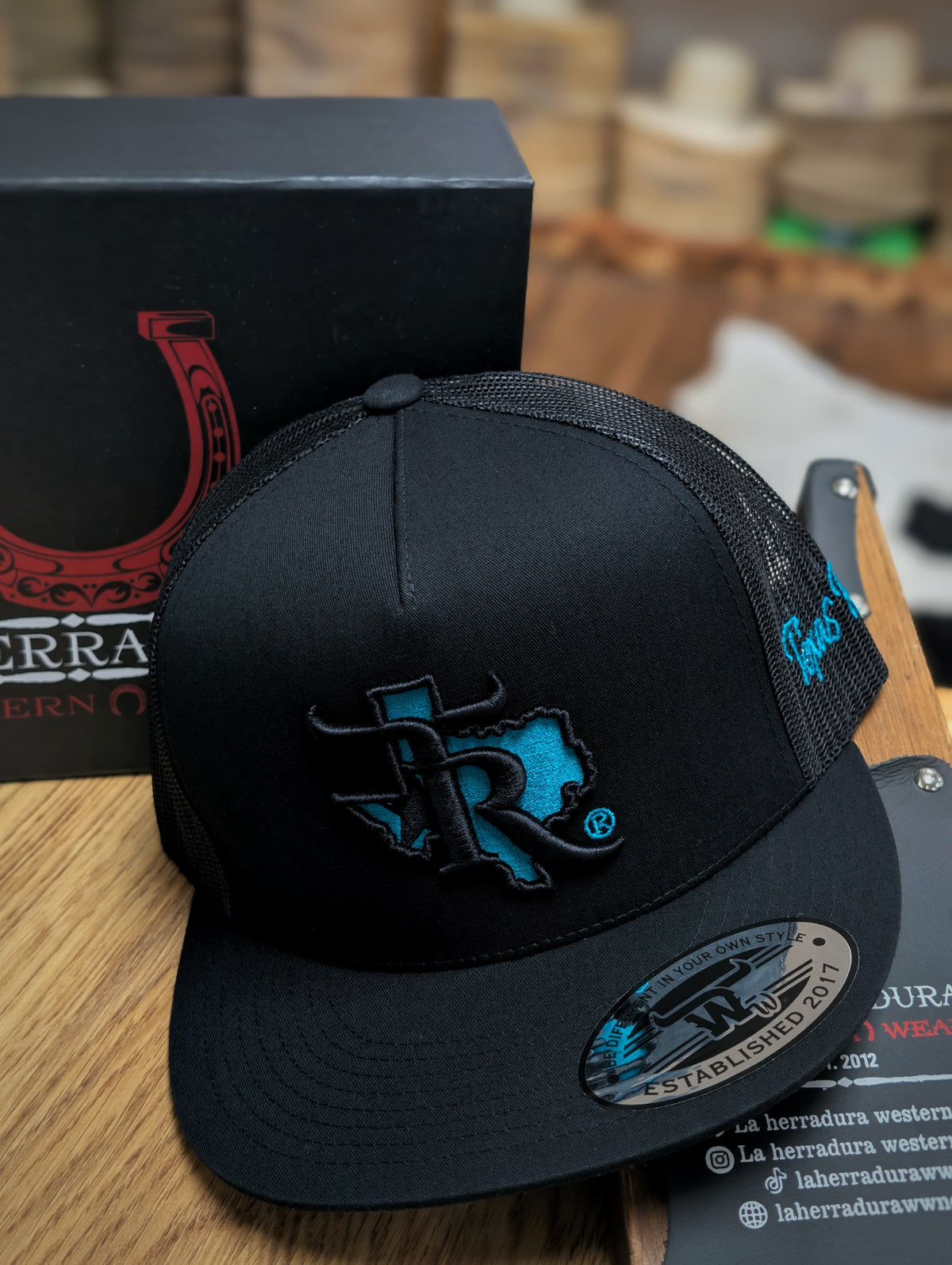 TEXAS RANCH CAP BLACK TURQUOISE/BLACK LOGO