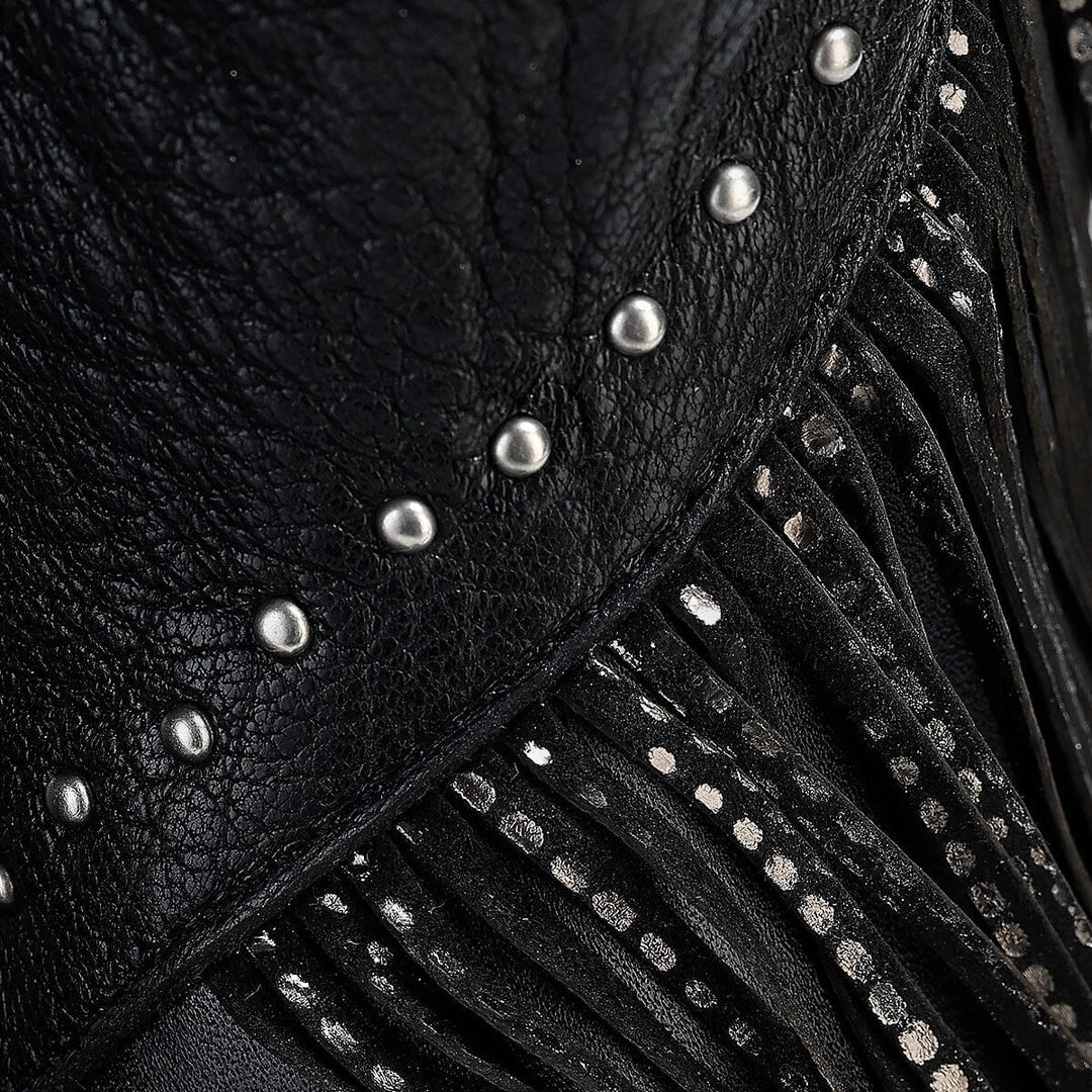 WOMEN’S CUADRA TALL BOOT RES CASTELLO NEGRO FRINGE POINTED TOE CC248