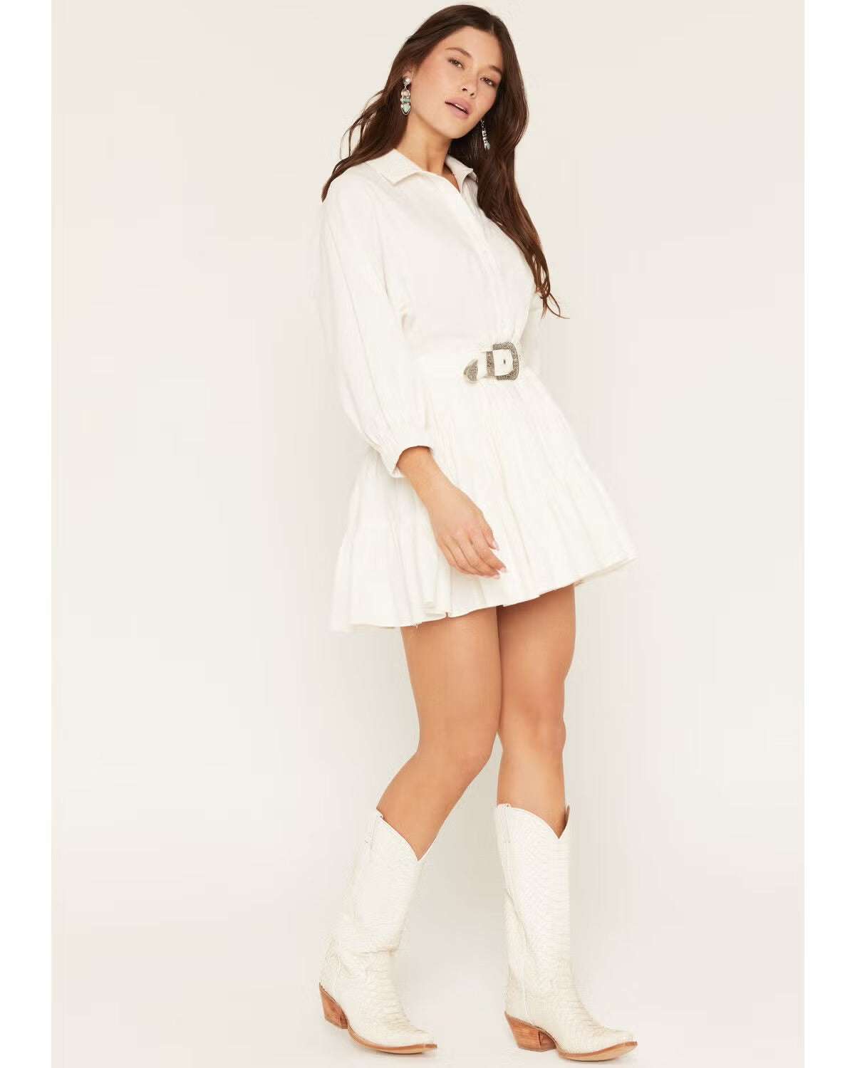 ROCK&ROLL - Natural Mini Dress W/ Adjustable Belt - BWD2R08776 Laherradurawwnc.com