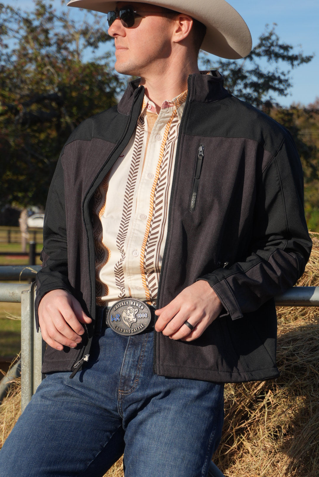 HOOEY JACKSON SOFTSHELL JACKET MENS HEATHER BLACK FULL ZIP JACKET WITH BLACK YOKE AND SLEEVES HJ169BK