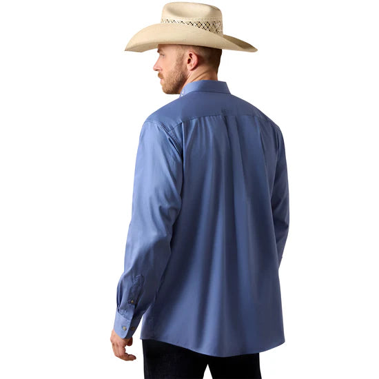 ARIAT MENS TEAM LOGO LIGHTWEIGHT TWILL LS SHRT COLONIAL BLUE/WHITE 10073660