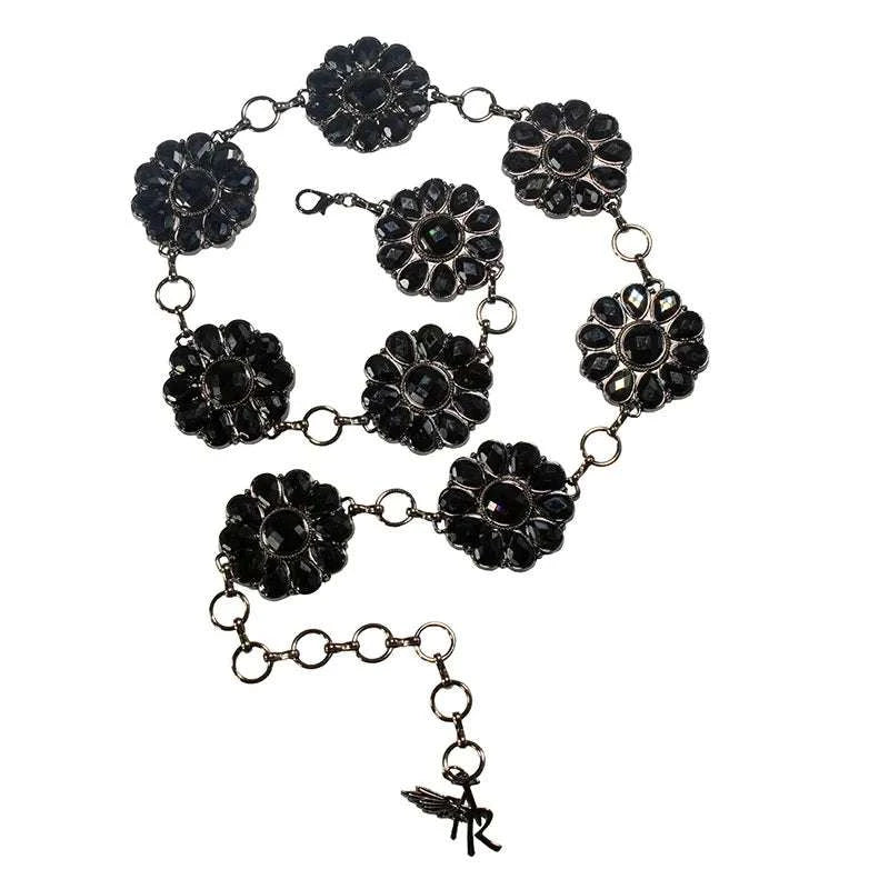 ANGEL RANCH WOMENS BLACK STOMNE CHAIN BELT D140010501 Laherradurawwnc.com