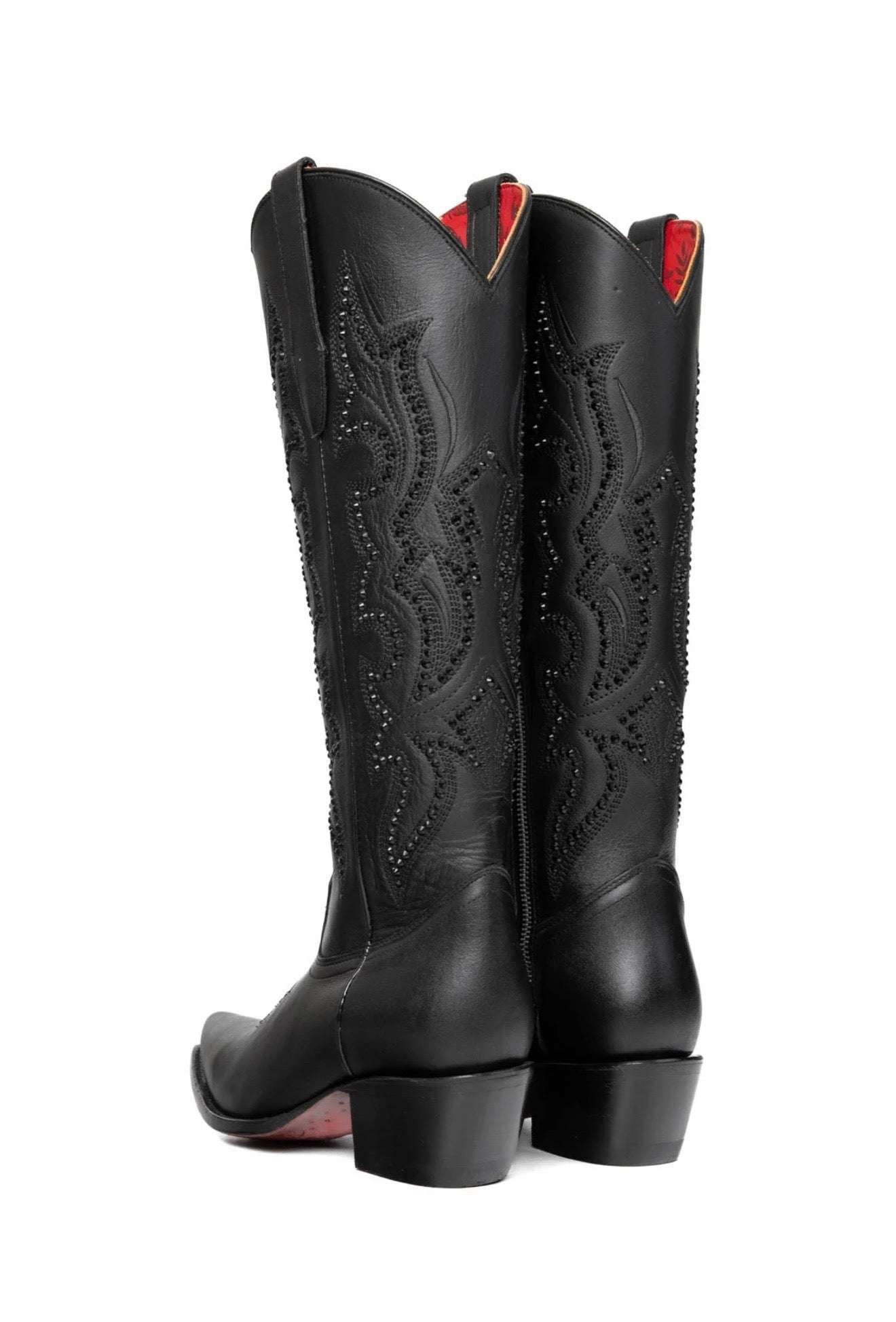 ROCKEM MARBELLA TALL GLAZE BLACK SNIP TOE RED BOTTOM Laherradurawwnc.com