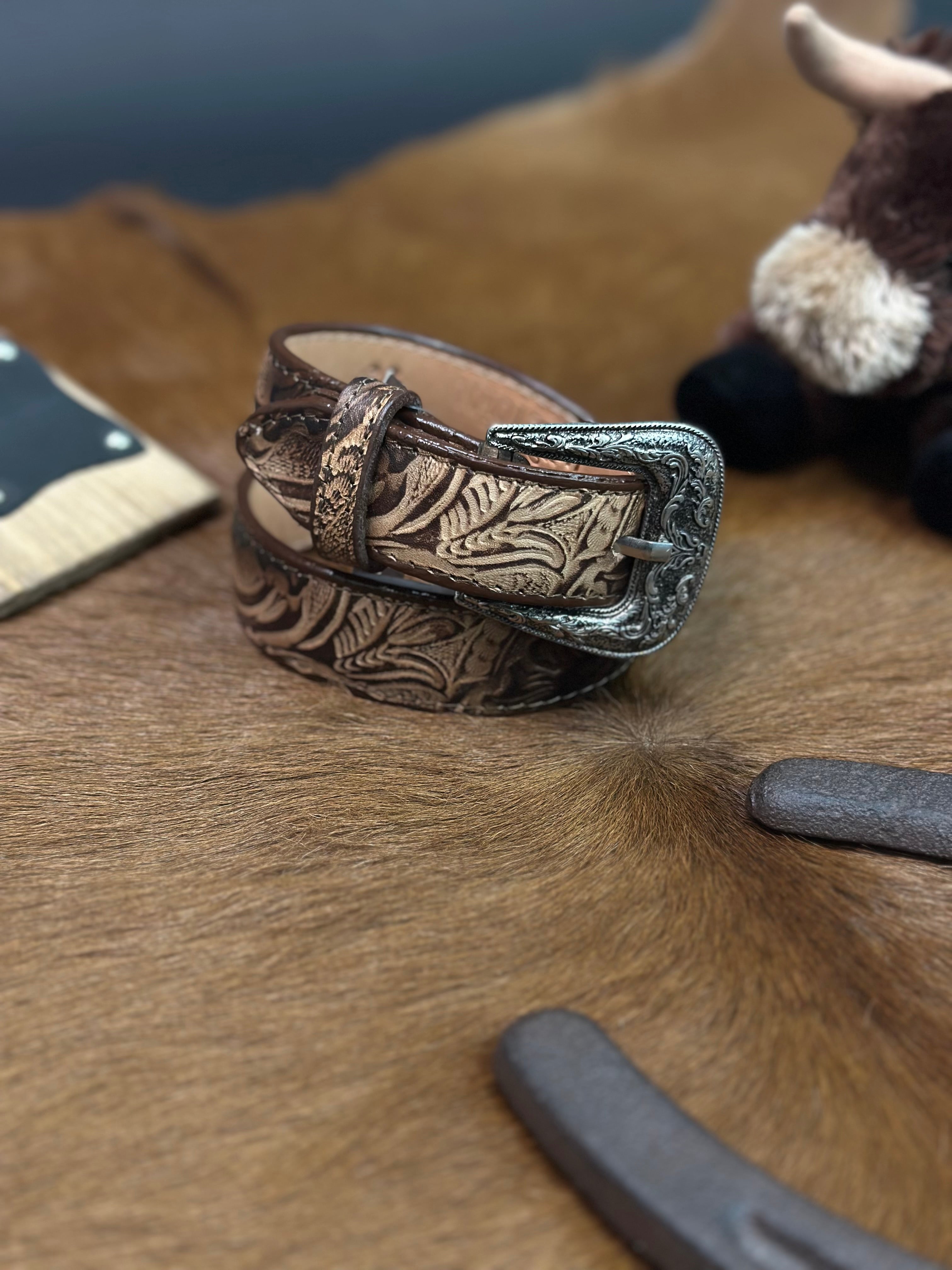 HOMETOWN FLORAL BROWN GIRLS BELT-61235683 Laherradurawwnc.com