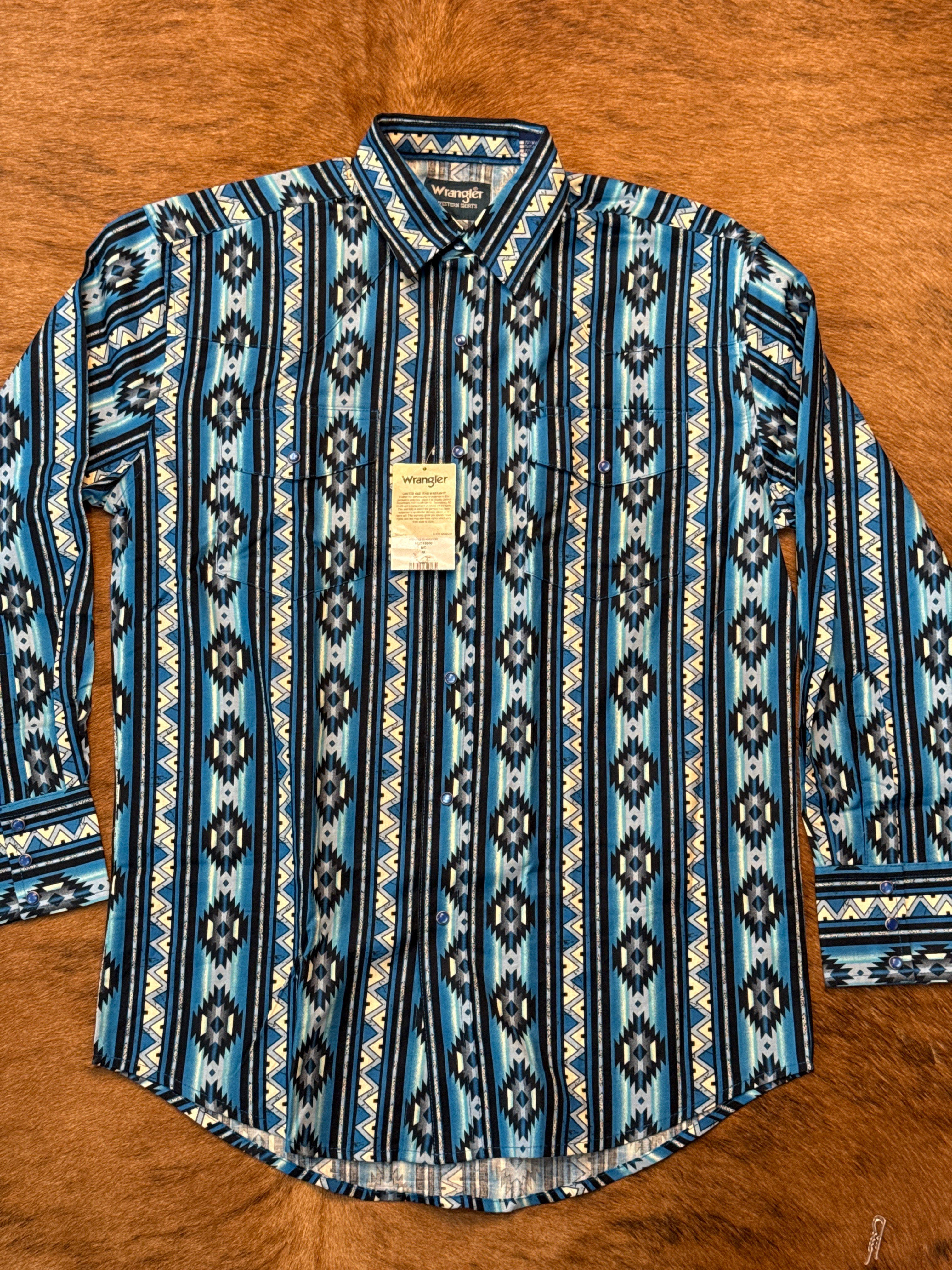 WRANGLER BLUE AZTEC LS SHIRT -112318600