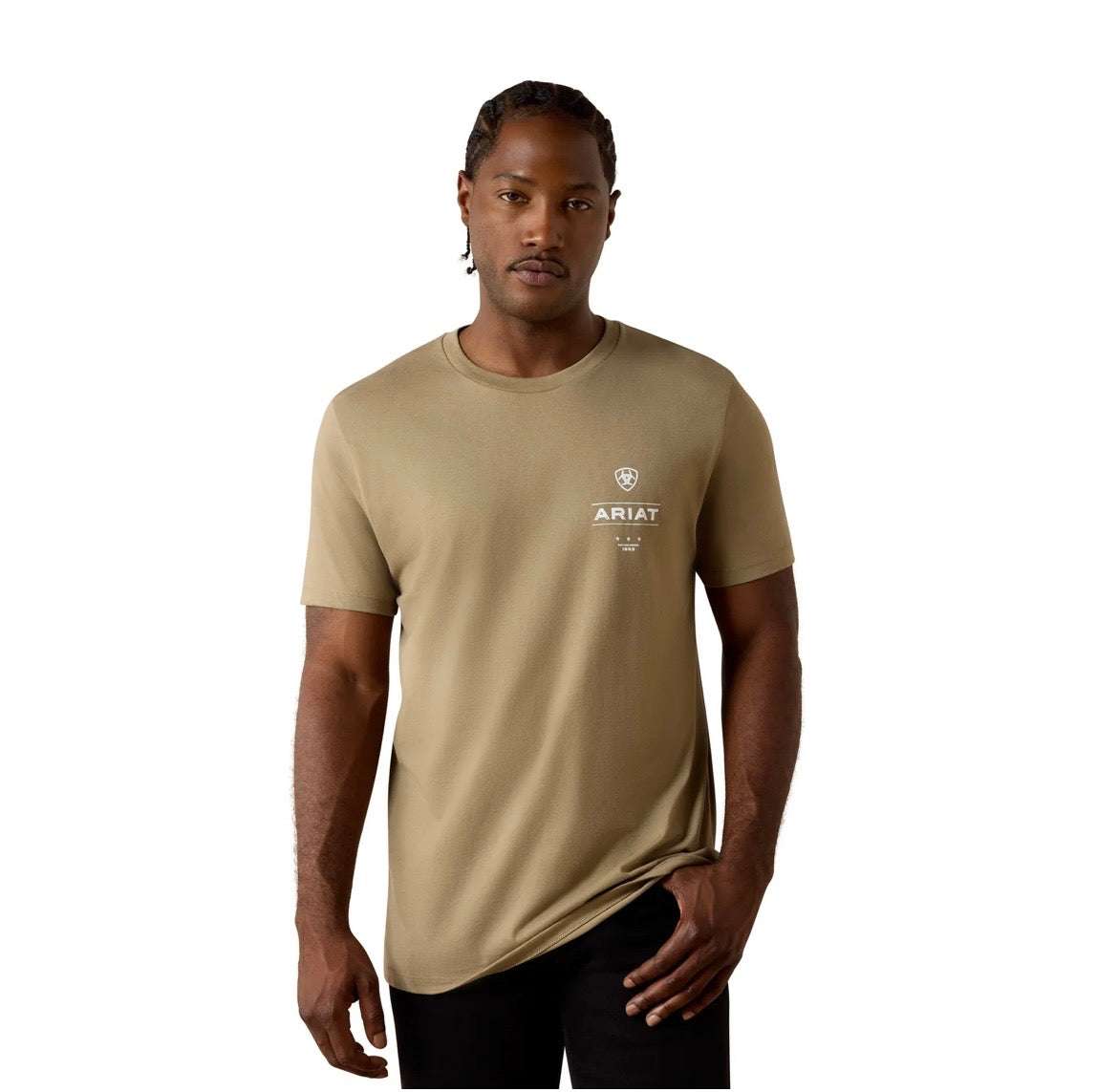 ARIAT MEN T-SHIRT WOODEN DIAMOND FLAG V2 BUCKLE SMU SS FALLEN ROCK 10070421 Laherradurawwnc.com