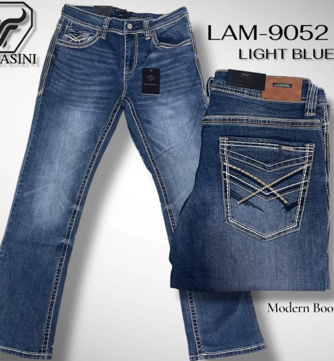 LAMASINI MENS JEANS MODERN DARK BLUE LAM9052-DK