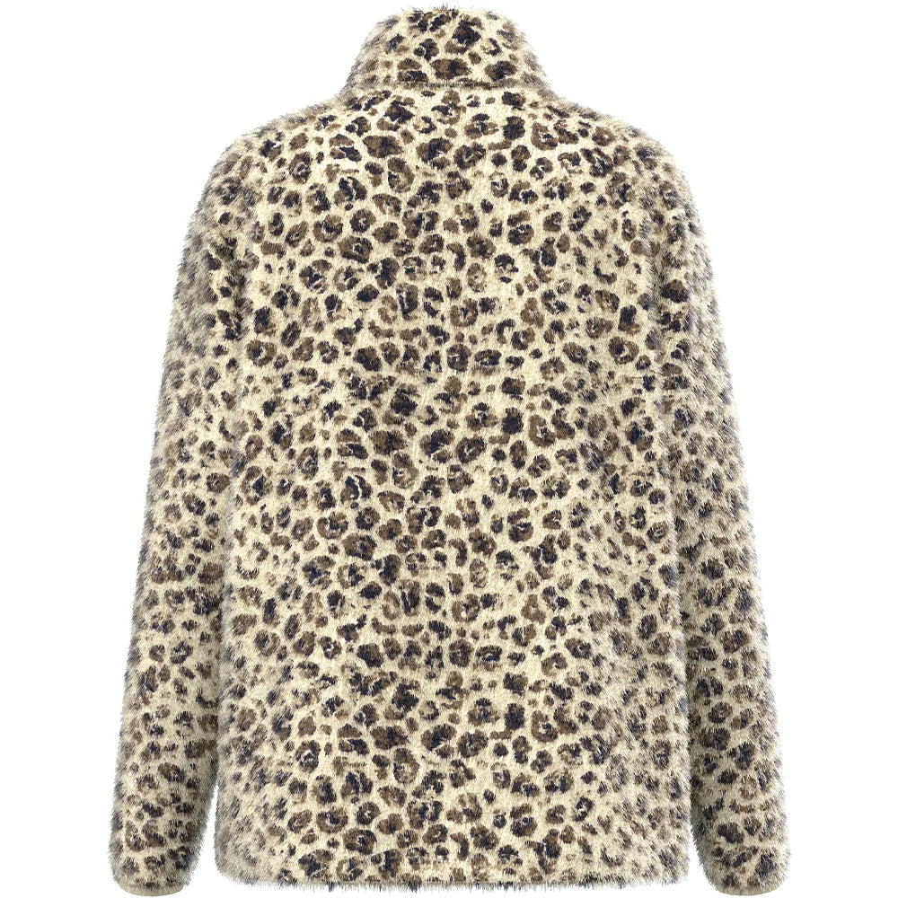 HOOEY WOMEN KODI TAN LEOPARD FLEECE PULLOVER HFP2604TNPR
