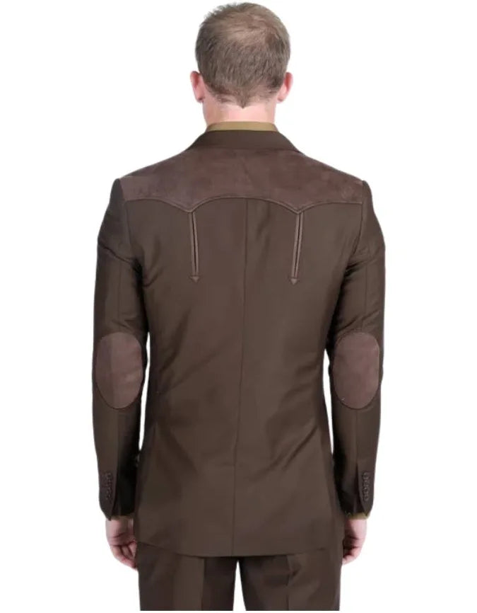 MENS PLATINI WESTERN SUIT AND PANTSIN DARK BROWN - WST9749