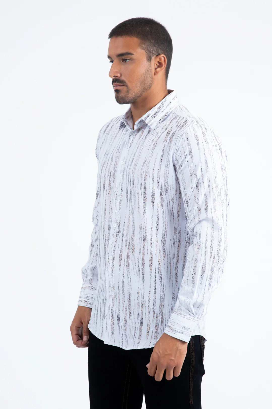 PLATINI MENS MODERN FIT STRETCH FOIL FASHION SHIRT FPL11489