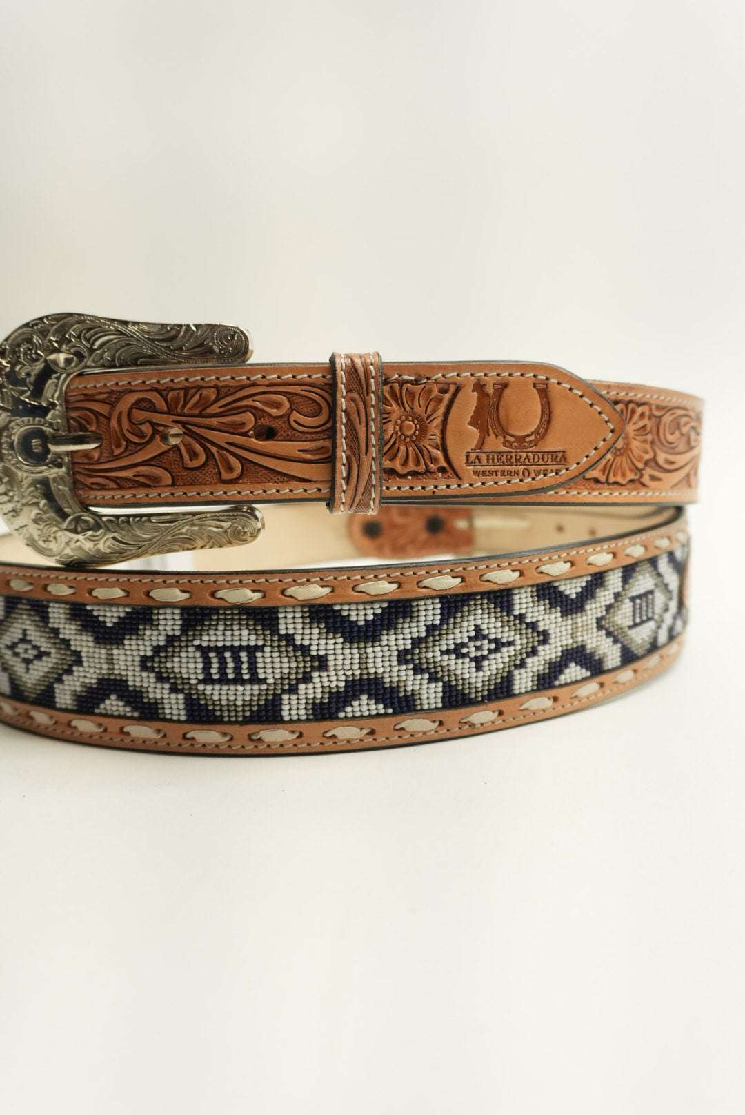 LA HERRADURA BELT AZTEC NAVY BLUE/WHITE NEW DESIGN Laherradurawwnc.com