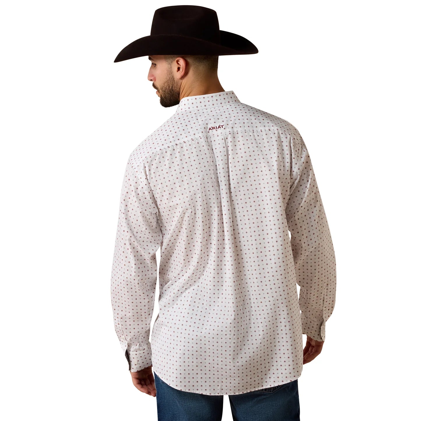 ARIAT MENS WF WAVERLY LS SHRT WHITE GEO PRINT 10073681