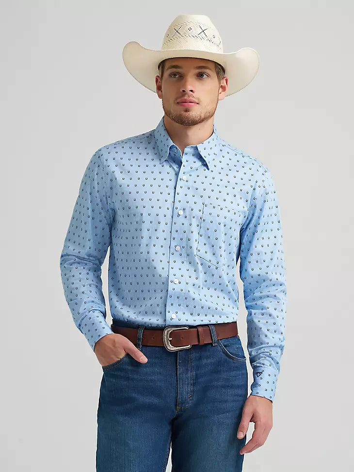 Wrangler Cody Johnson Blue Horseshoes Men’s shirt- 112378977