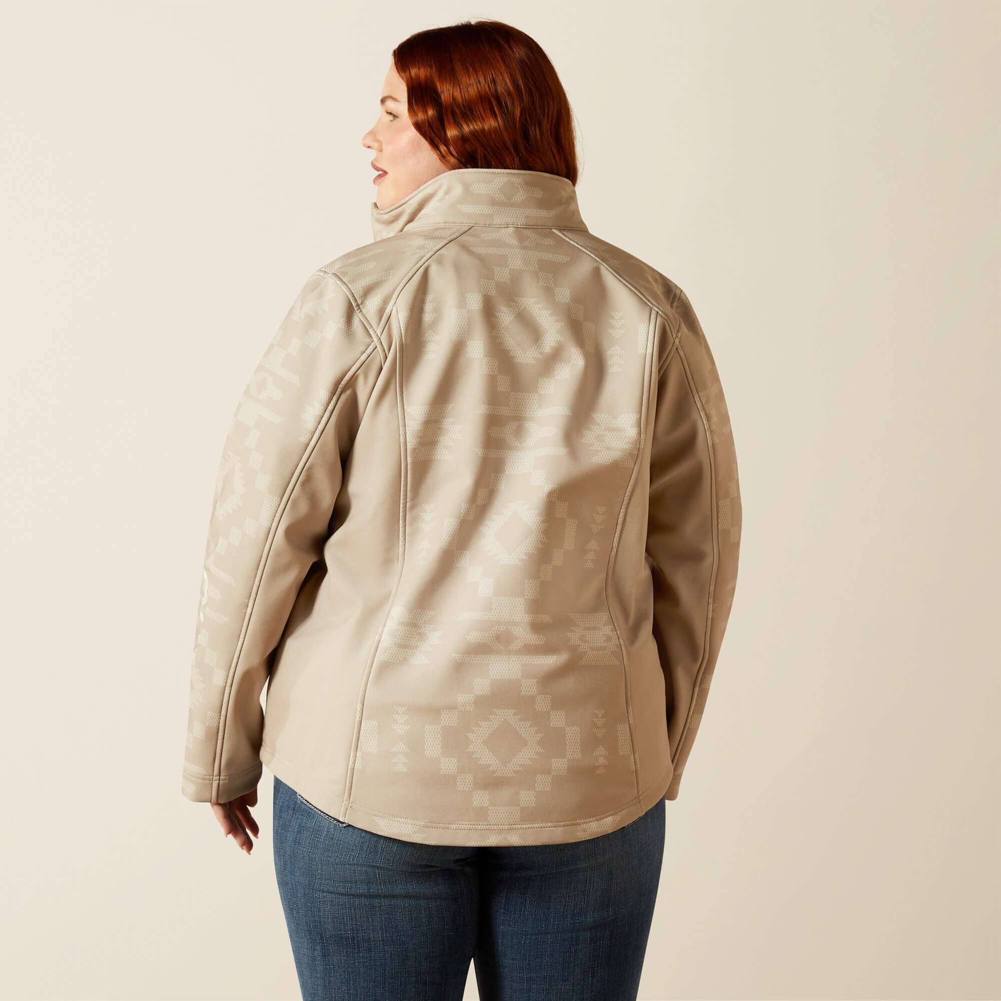 ARIAT WOMENS LOGO SOFTSHELL PRINT SOUTHWEST CROSS STITCH JAKET 10062212 Laherradurawwnc.com