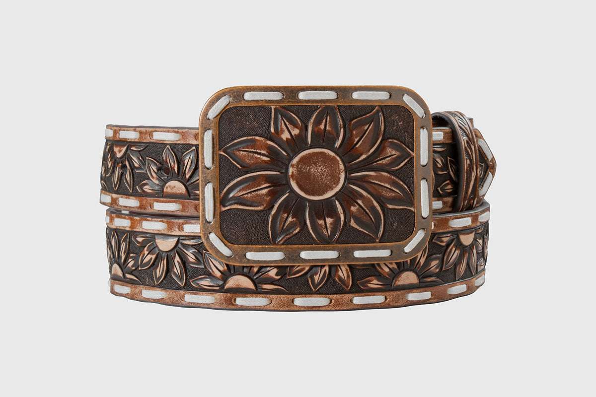 ANGEL RANCH WOMENS BROWN SUNFLOWER PRINT BELT D140012102 Laherradurawwnc.com