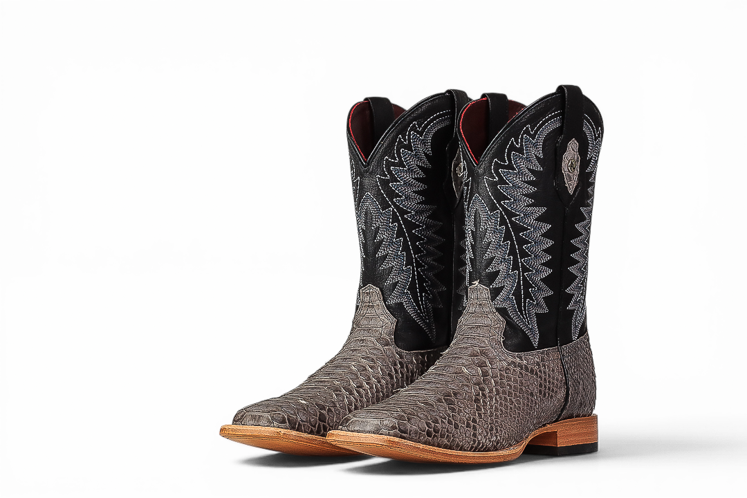 LA HERRADURA LH006 MEN’S BOOTS EXOTIC-RANCHERA PYTHON GRAY NOBUCK SQ TOE EE