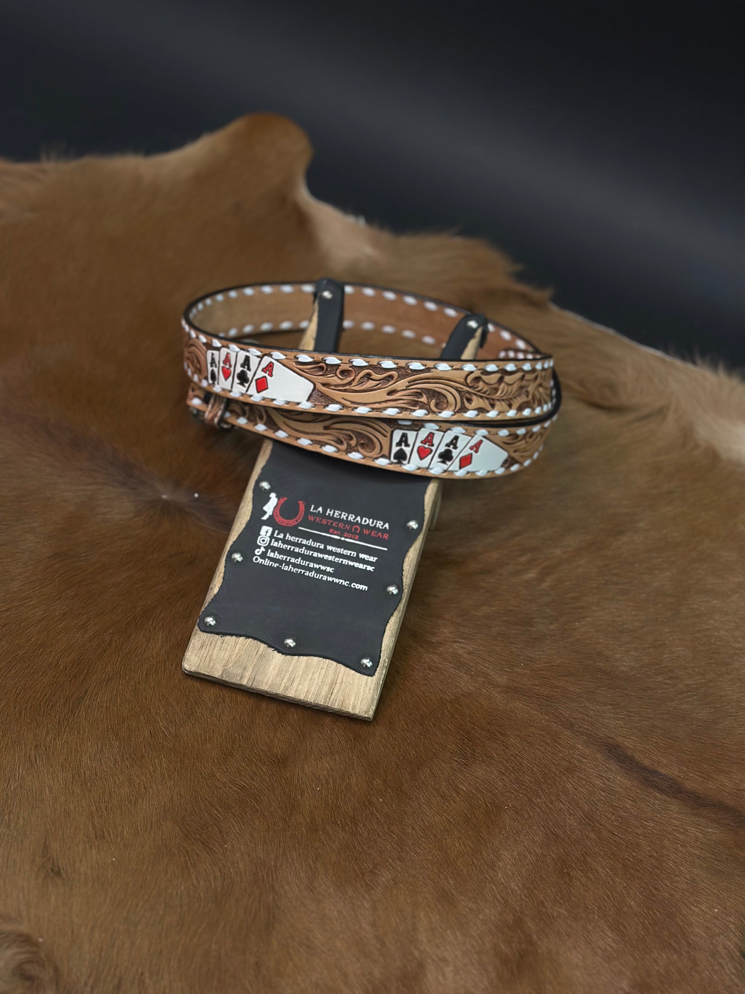 3D MENS WESTERN CINTO CUERO CARTAS BELT D10016848