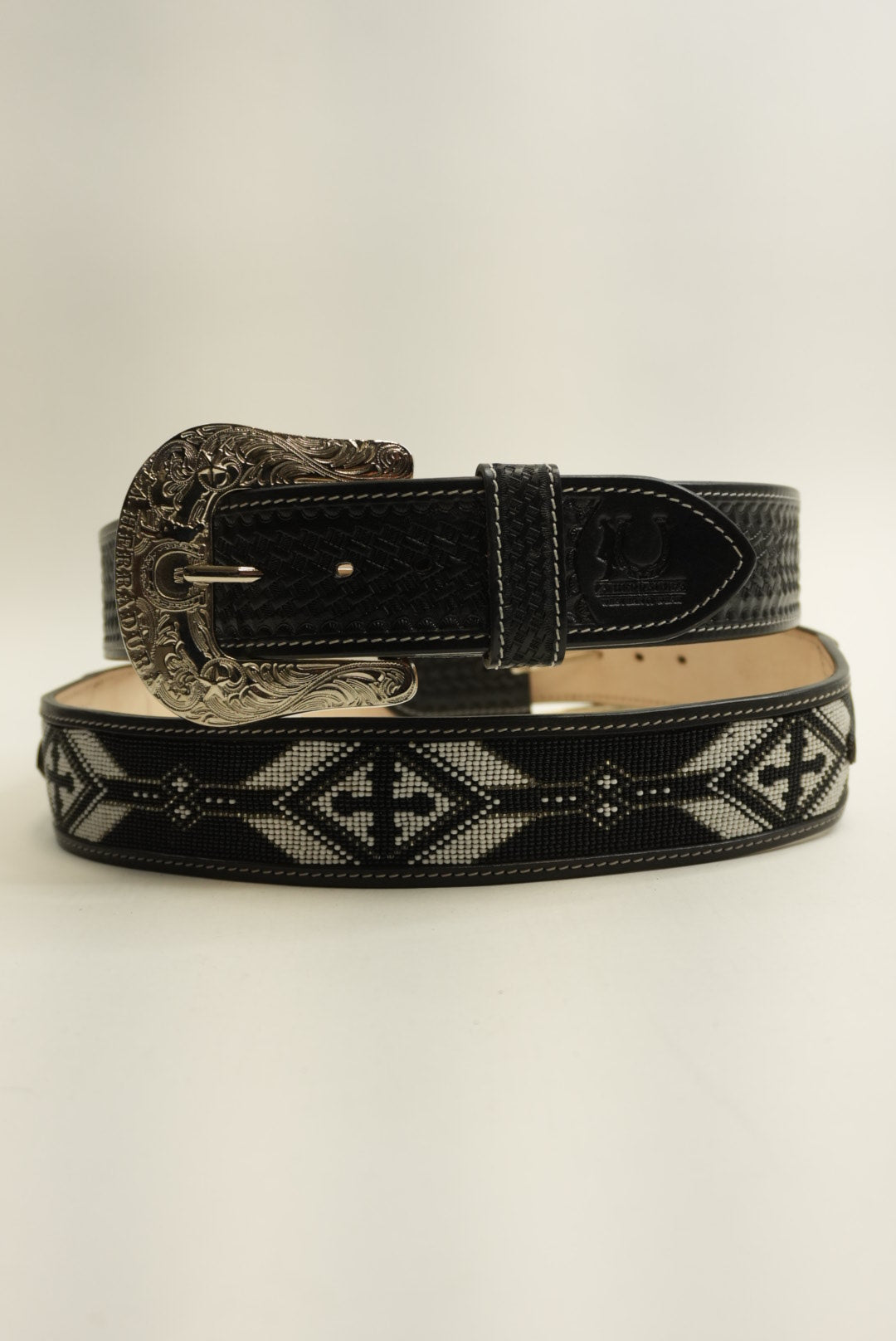 LA HERRADURA BELT 2 INCH AZTEC BLACK/WHITE NEW DESIGN
