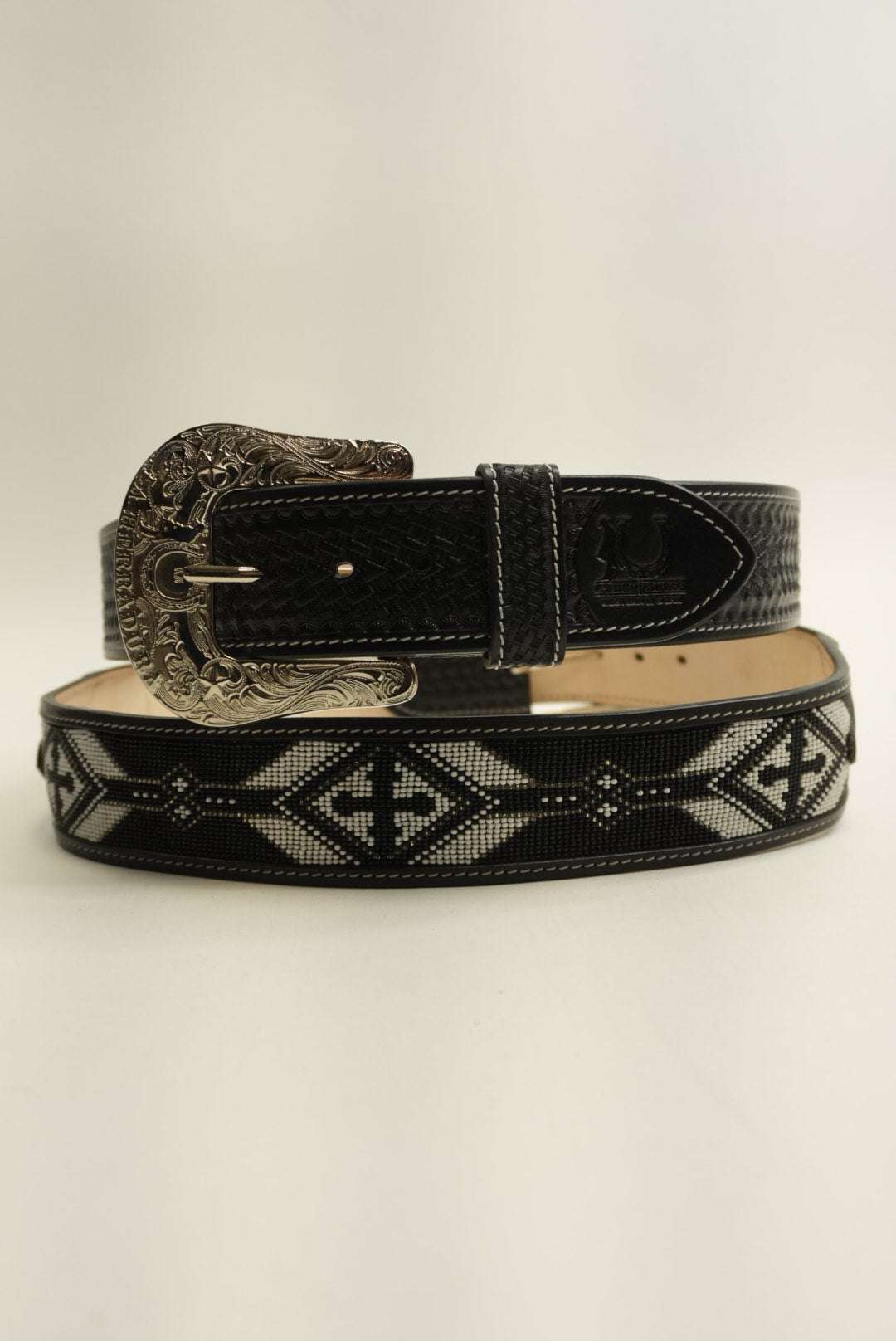 LA HERRADURA BLACK BELT 2 INCH AZTEC BLACK/WHITE NEW DESIGN Laherradurawwnc.com