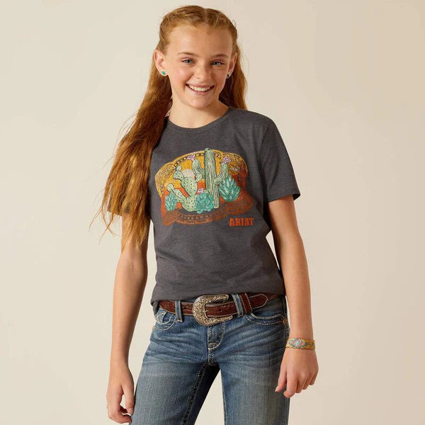 ARIAT KIDS TSHIRT -GIRLS HEATHER 10051426