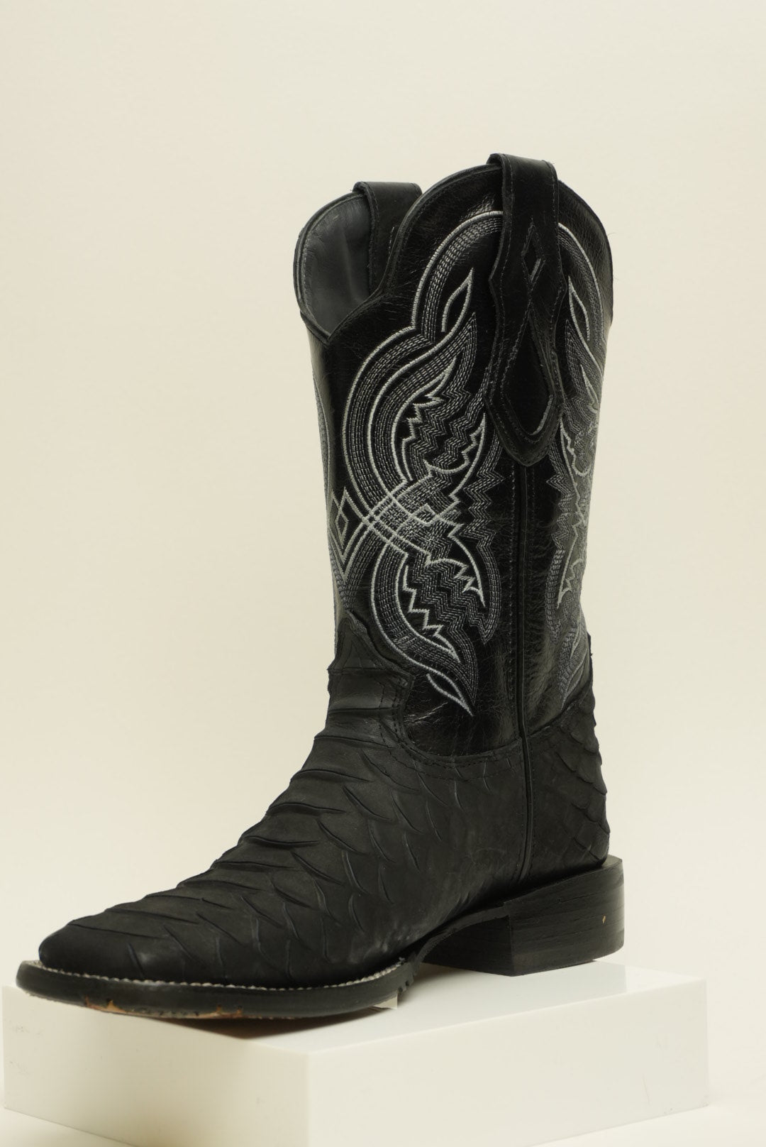 LA HERRADURA MENS DANIEL PITON JUMBO NOBUCK NEGRO BARZA SQUARE TOE BOOT