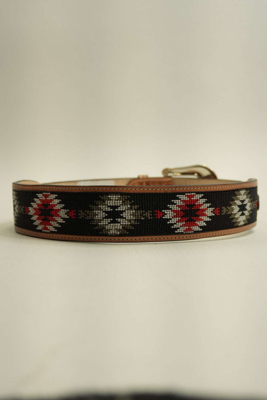 LA HERRADURA BELT AZTEC BROWN LIGHT RED WITH GREY PRINT WESTERN STYLE NEW DESIGN Laherradurawwnc.com