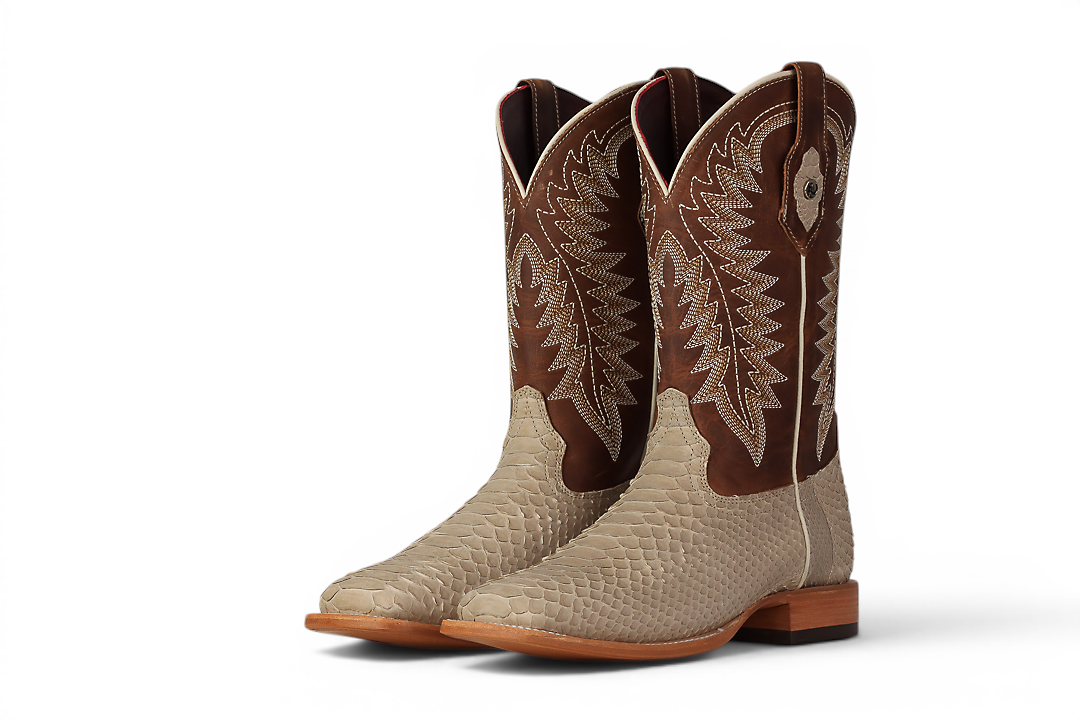 LA HERRADURA LH006 MEN’S BOOTS EXOTIC-RANCHERA PYTHON CAPPUCCINO SQ TOE EE