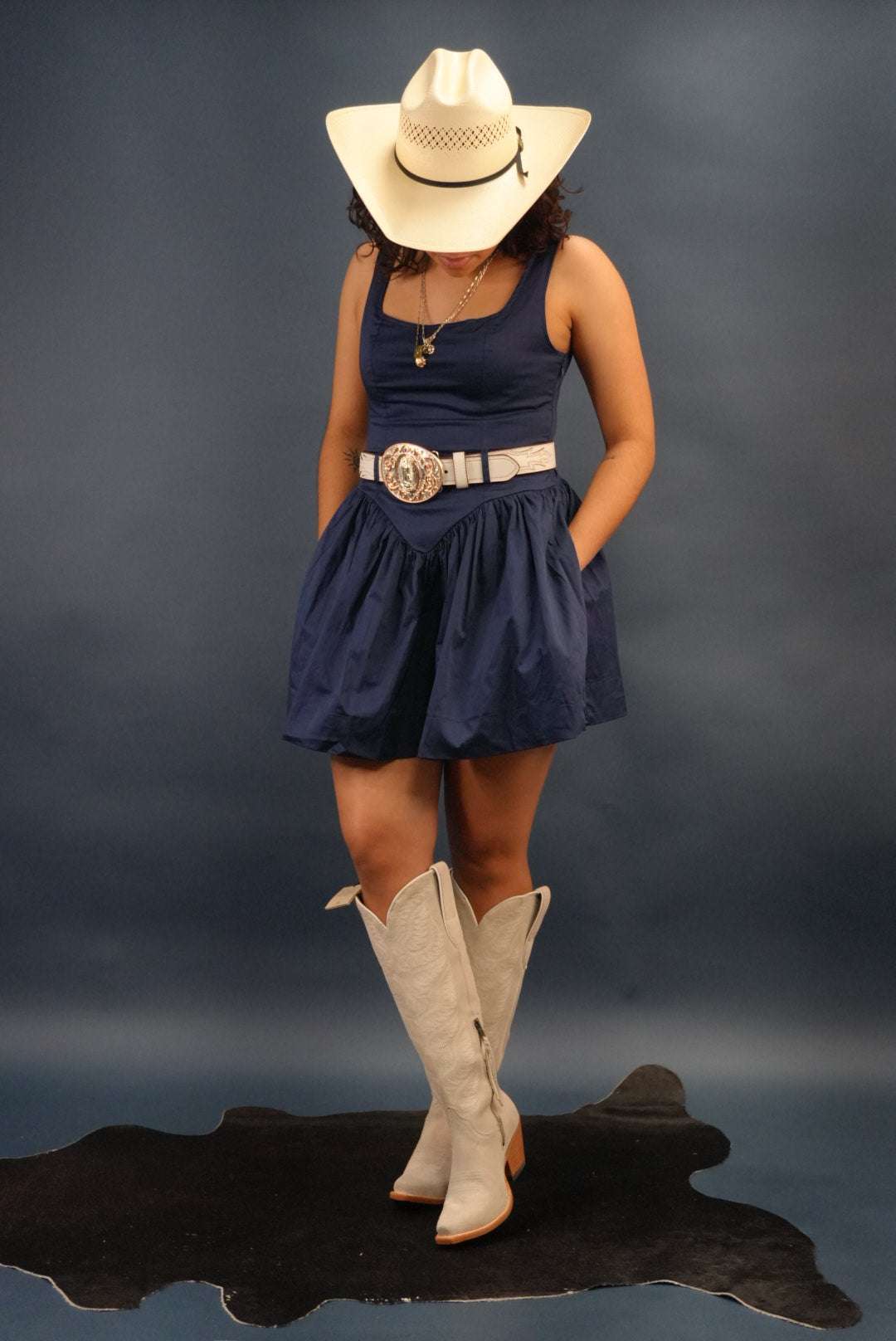 The vintage shop Navy western dress VID52550 Laherradurawwnc.com