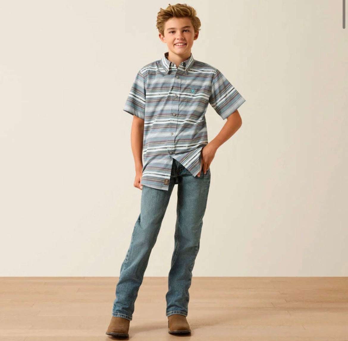 ARIAT KIDS SHIRT- BOYS EXCALIBUR SERAPE STRIPE 10071621 Laherradurawwnc.com