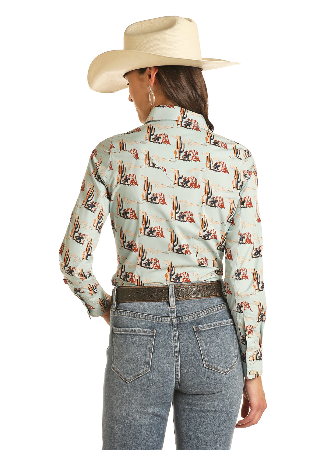 ROCK&ROLL WOMEN AQUAMARINE JUNIORS LS SNAP B4S3325