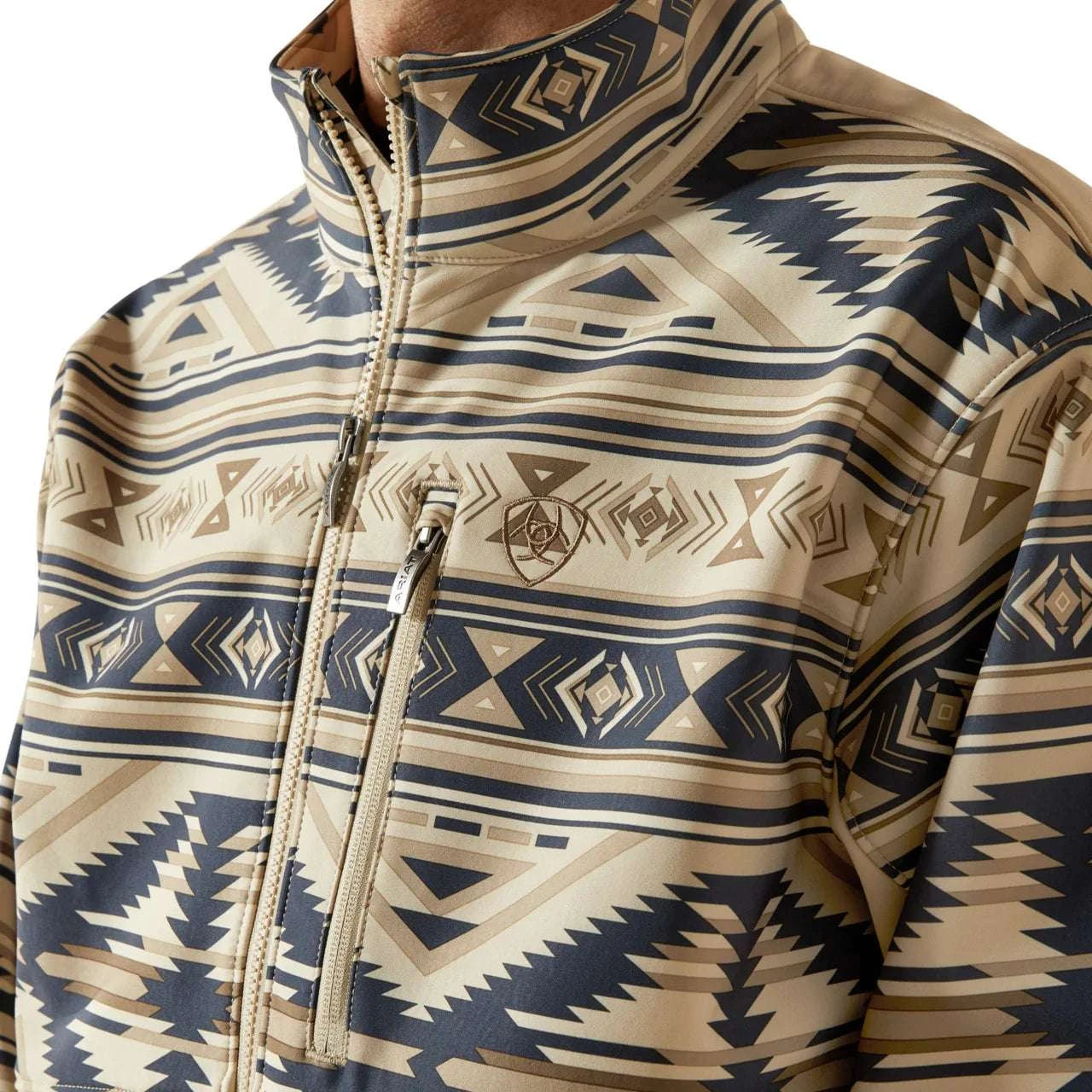 ARIAT MENS LOGO WHITE PEPPER SOUTHWEST SOFTSHELL JACKET 10062581 Laherradurawwnc.com