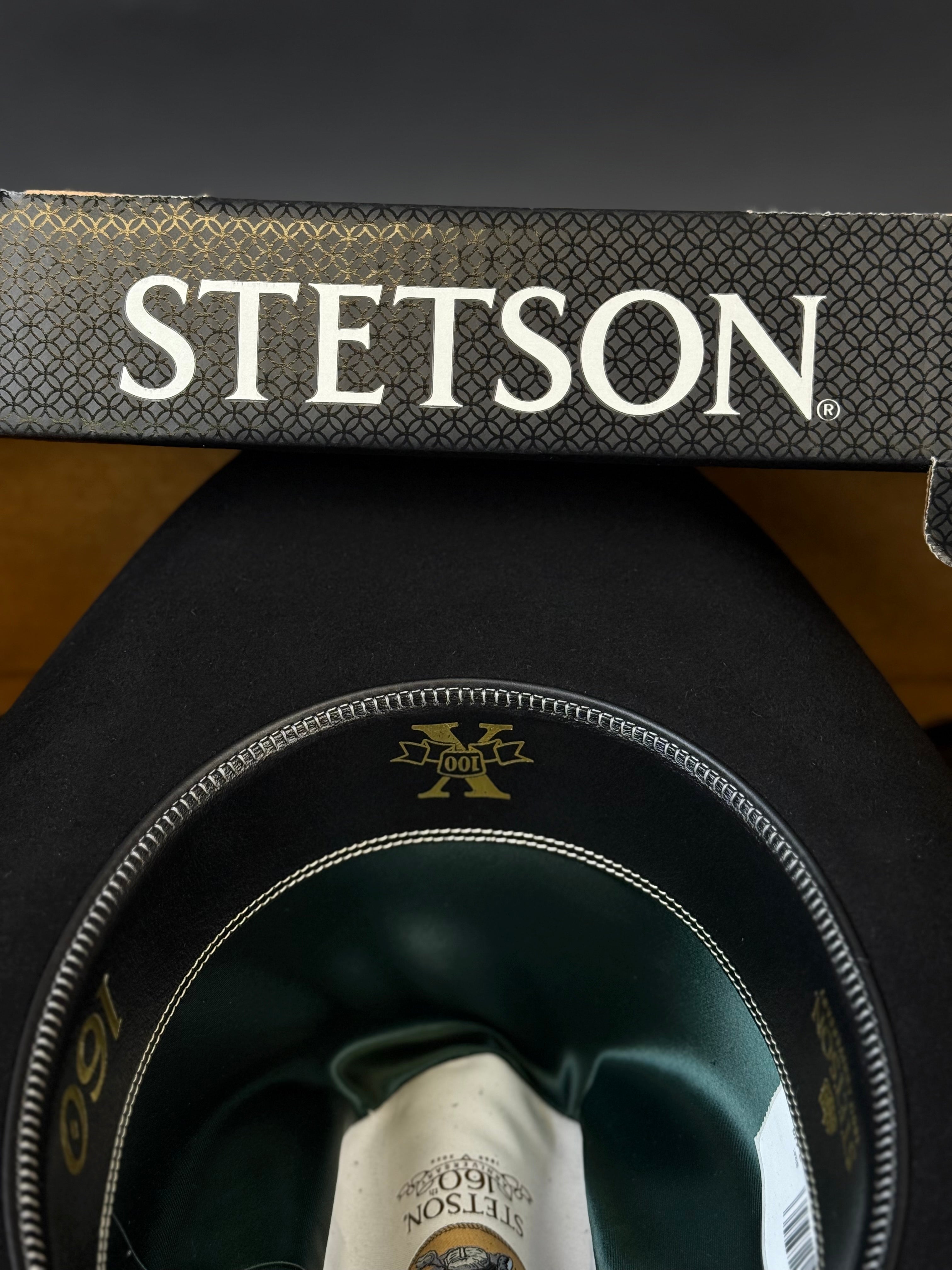 STETSON 100X THE GOLDEN EAGLE BLACK COPA ALTA PREMIUM FELT HAT