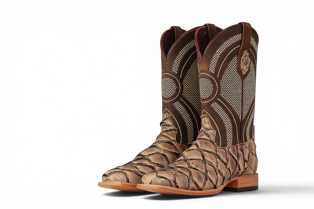 LA HERRADURA LH008 MEN’S BOOTS EXOTIC-RANCHERA FISH PALE TAN SQ TOE EE