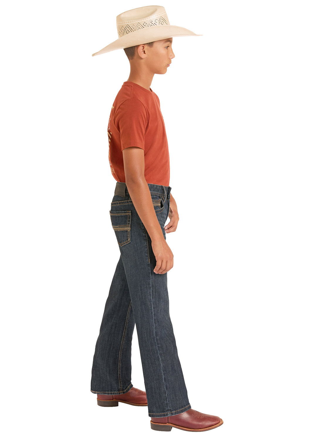 ROCK&ROLL JEANS KIDS DARK VINTAGE ROPE STITCH EMB BOOTCUT BB0BD09118