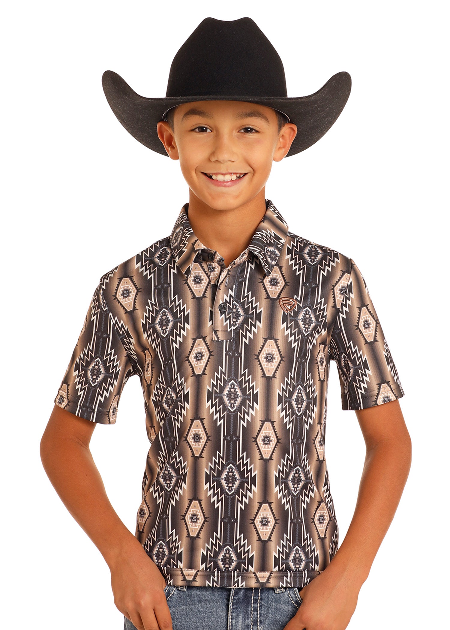 ROCK&ROLL T-SHIRT SLEEVE pRINTED POLO CHILD BLACK BB51T05031