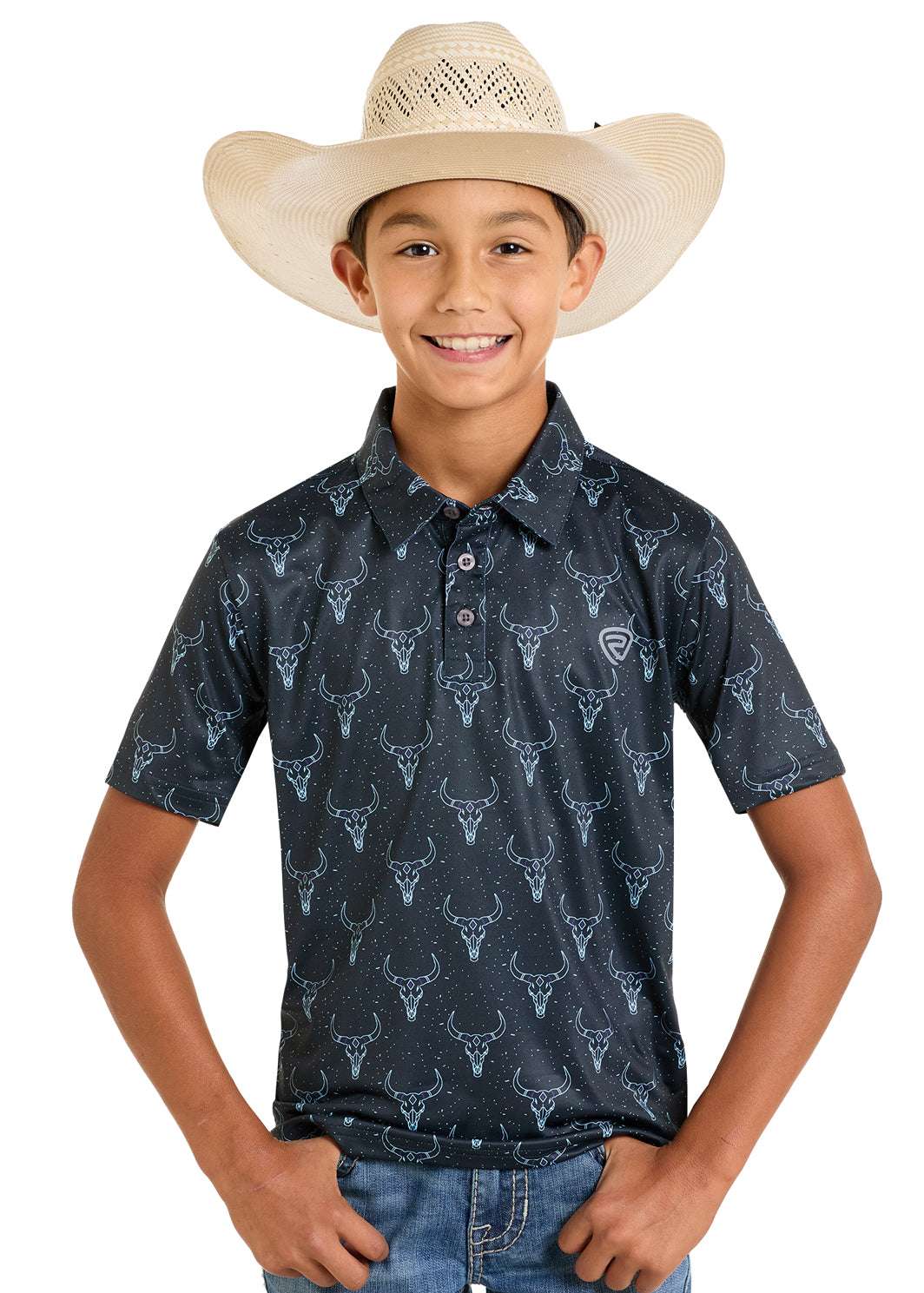ROCK&ROLL NEW BOYS LONGHORN POLO CHILD BLACK BB51T06629 Laherradurawwnc.com