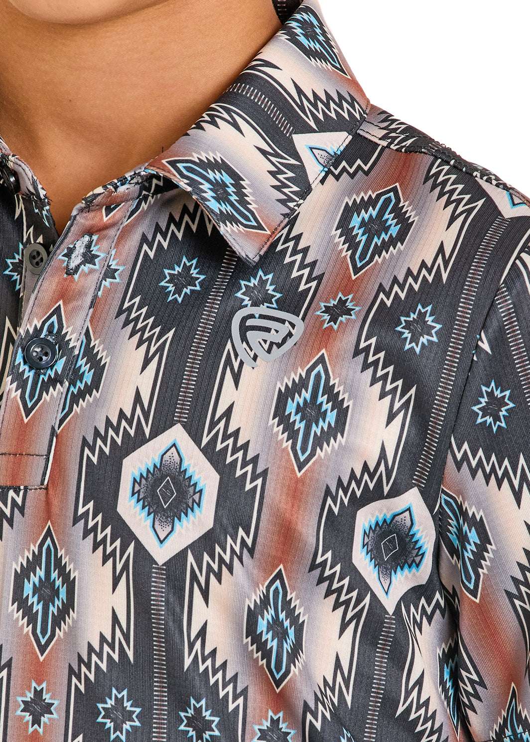 ROCK&ROLL SHIRT BOYS AZTEC PRINTED POLO BLACK BB51T07684 Laherradurawwnc.com