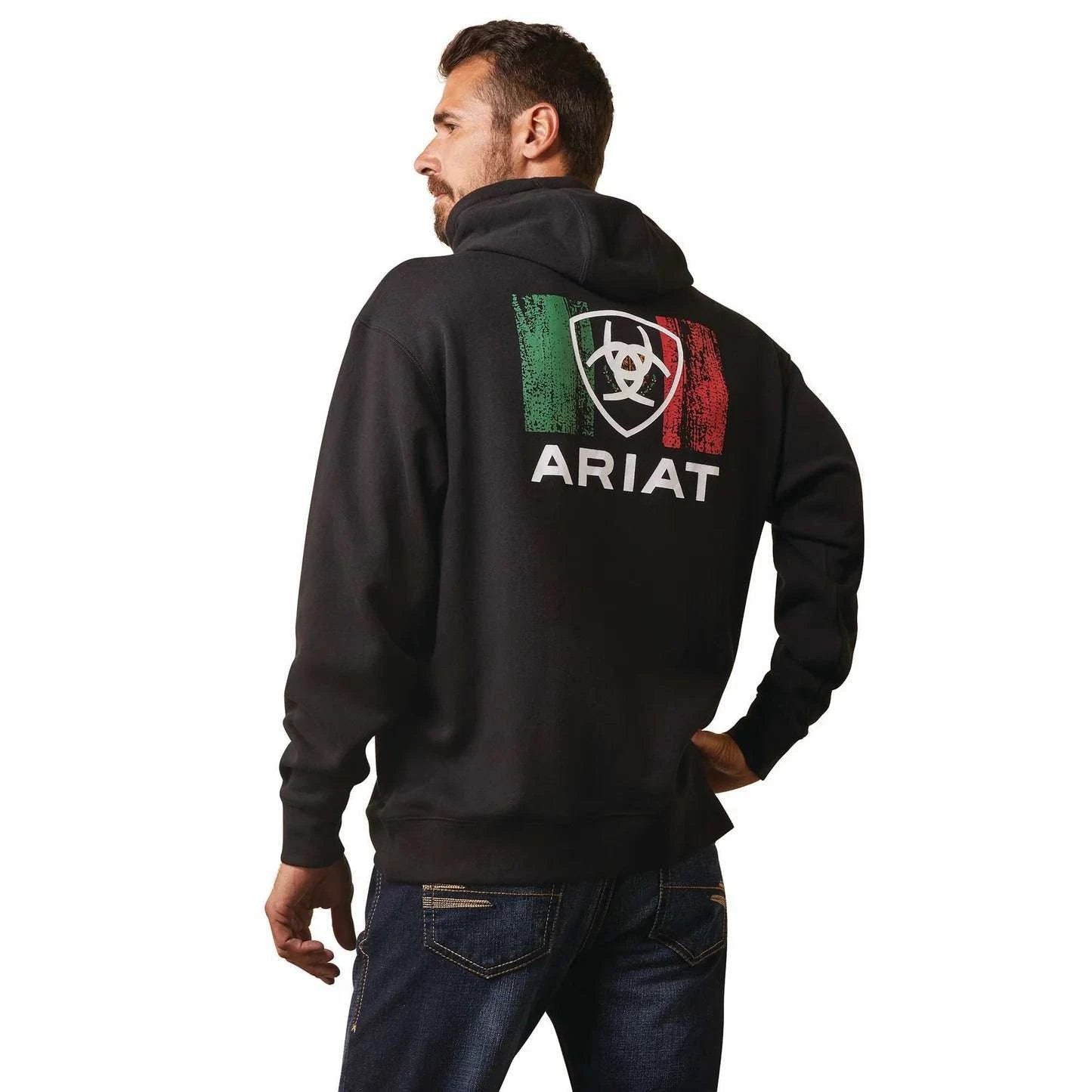 ARIAT MEN HODDIE BLACK MEXICO FLAG 10042745 Laherradurawwnc.com