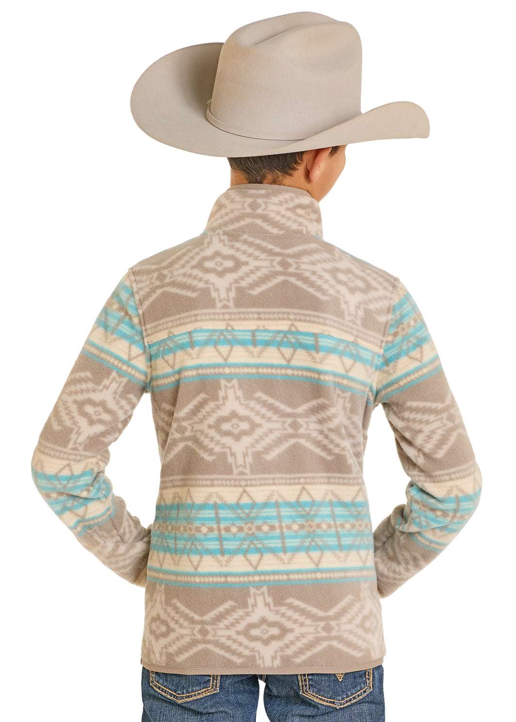 ROCK & ROLL BOYS AZTEC FLEECE PULLOVER TAUPE BB91T07720 Laherradurawwnc.com